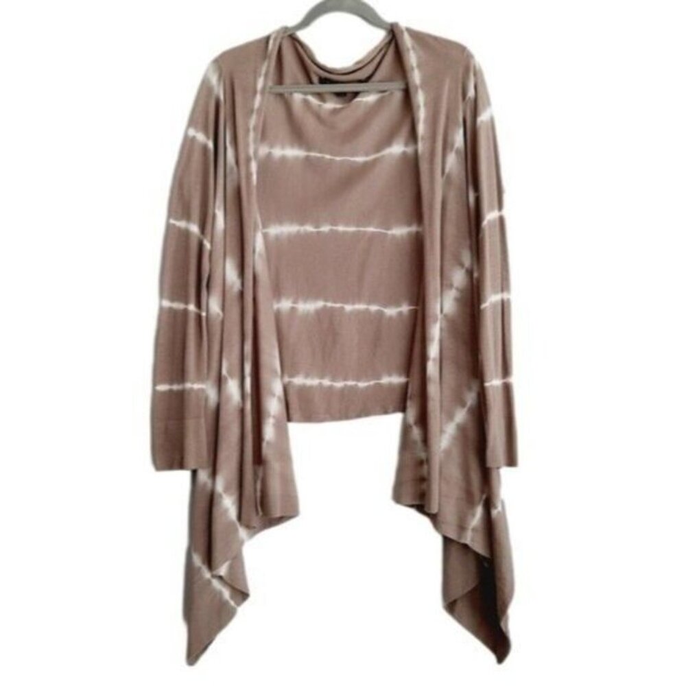 KATHERINE BARCLAY / Open Front Waterfall Cardigan Tie-dye Sz L